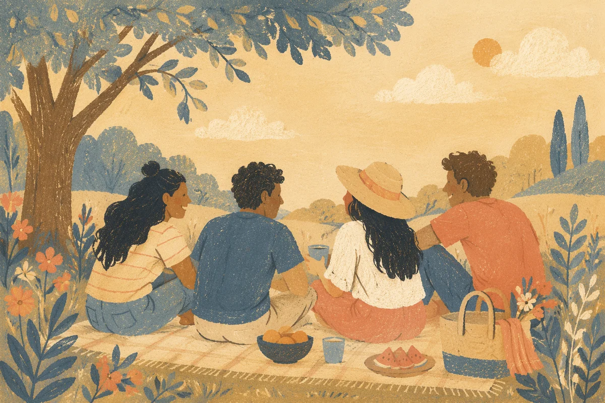 Joyful Friends Picnic at Golden Hour