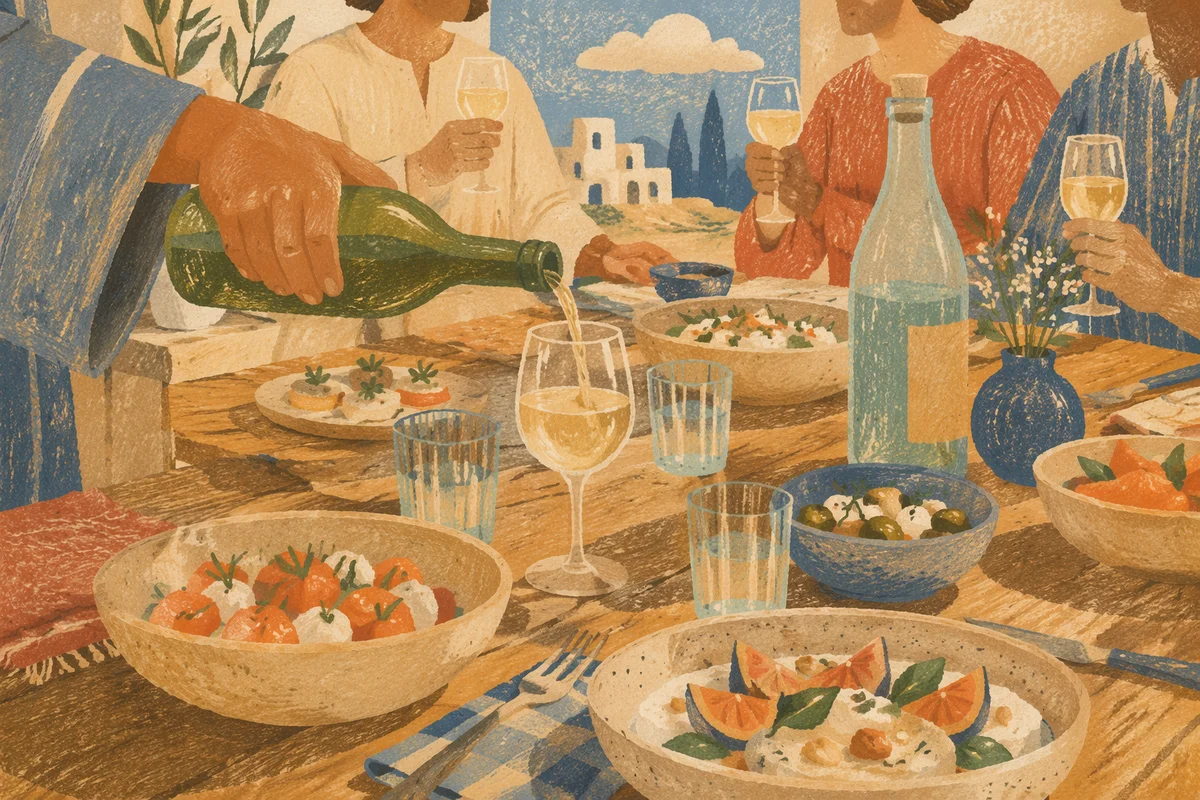 Friends Celebrating Around Warm Dinner Table