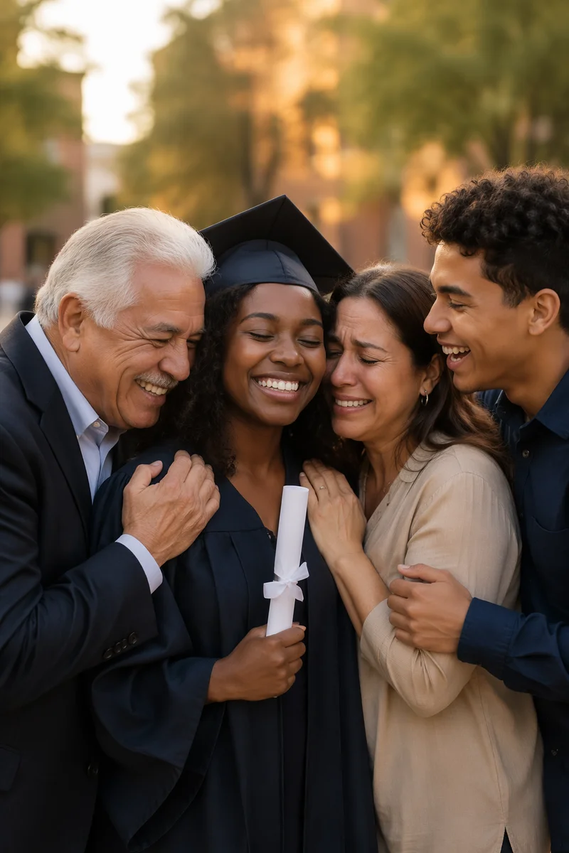Family Embrace After Graduation Ceremony