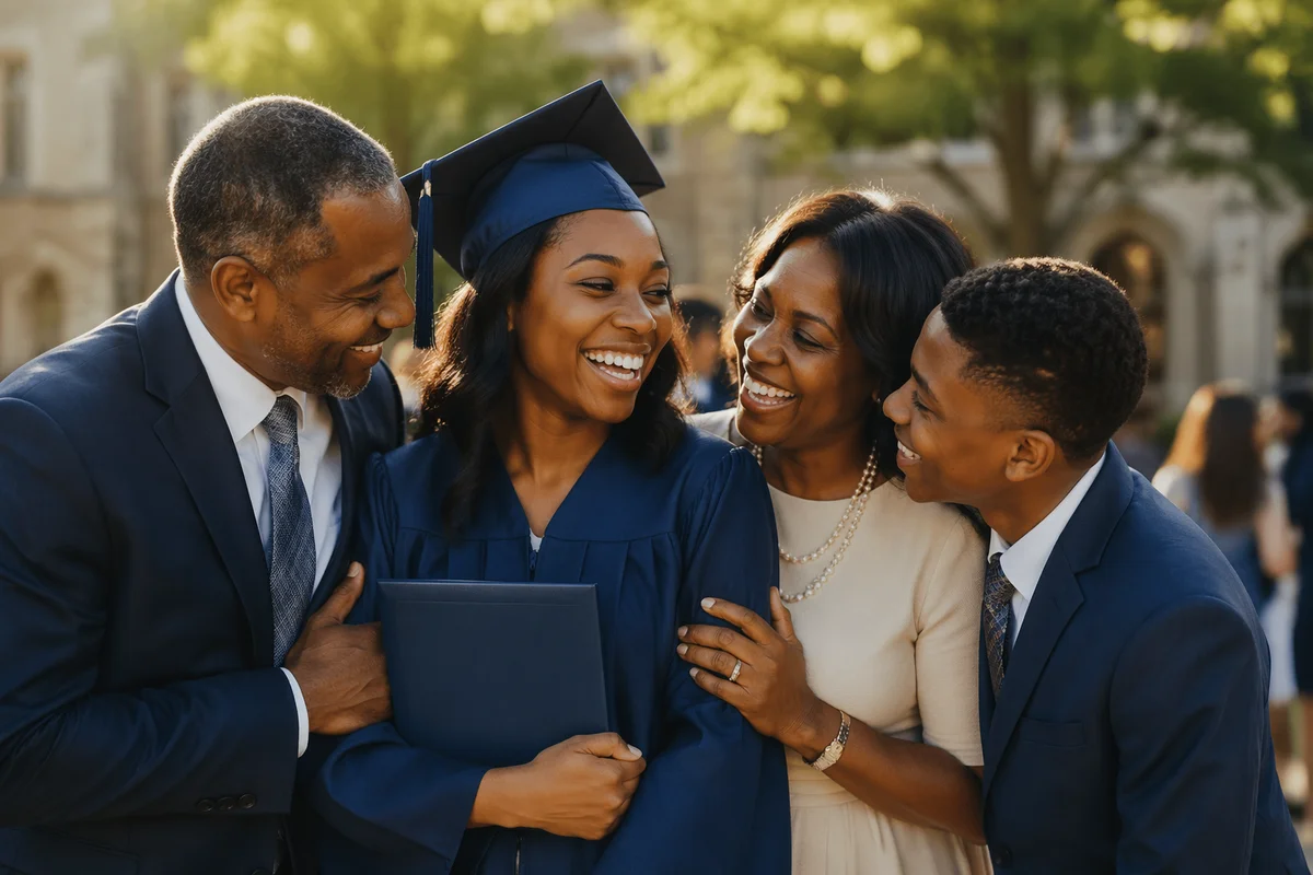 Family Hug After Graduation Ceremony