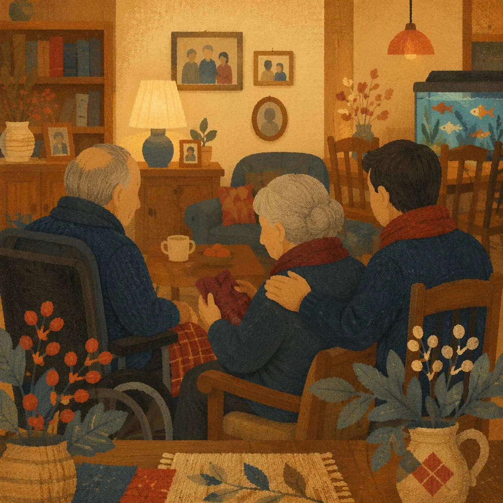 Warm Intergenerational Family Living Room Portrait