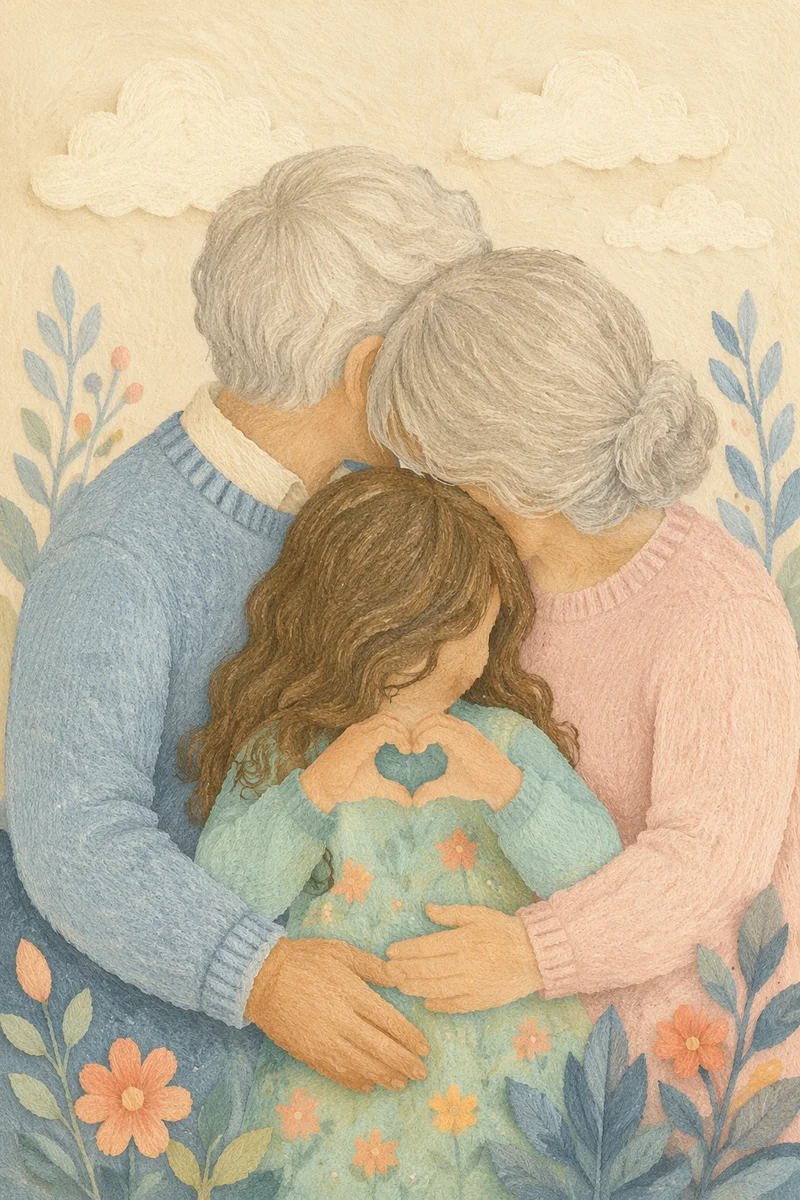 Warm Grandparents Embracing Grandchild