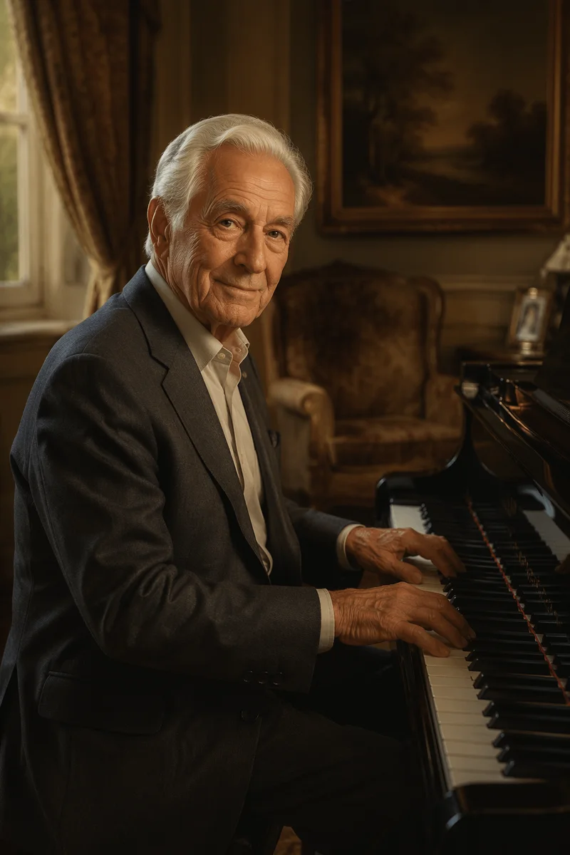 Elegant Grandfather Playing Grand Piano Portrait
