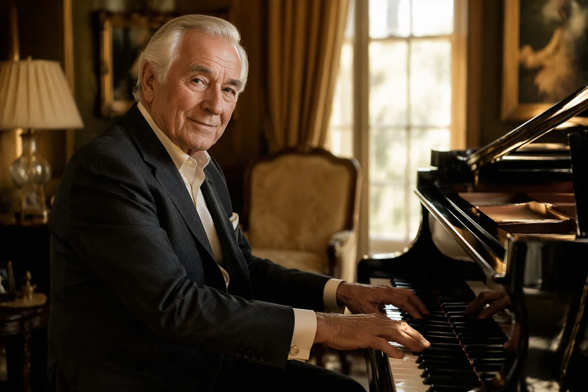 Elegant Grandfather Playing Grand Piano Portrait