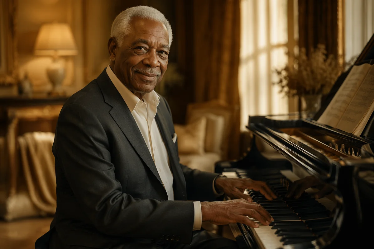 Elderly Man Seated at Grand Piano