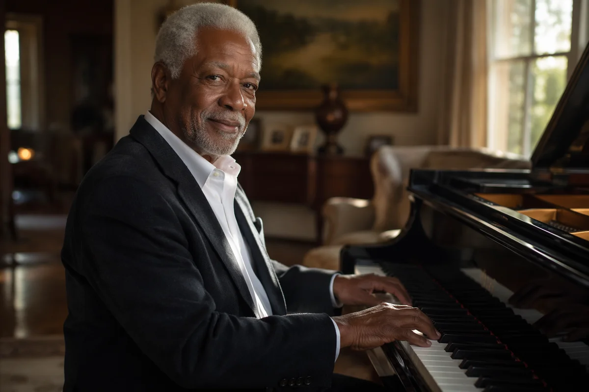 Elderly Man Playing Grand Piano Portrait