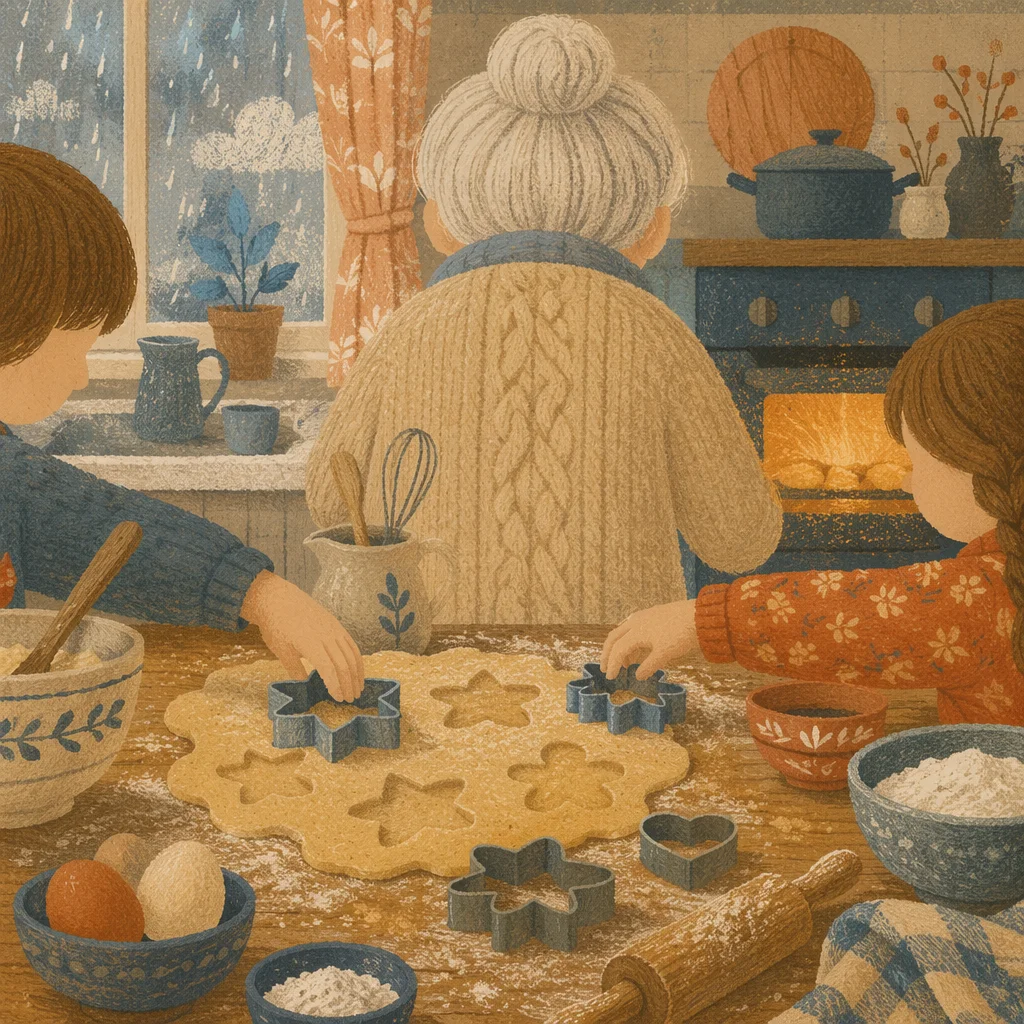 Grandmother Baking Cookies with Grandchildren
