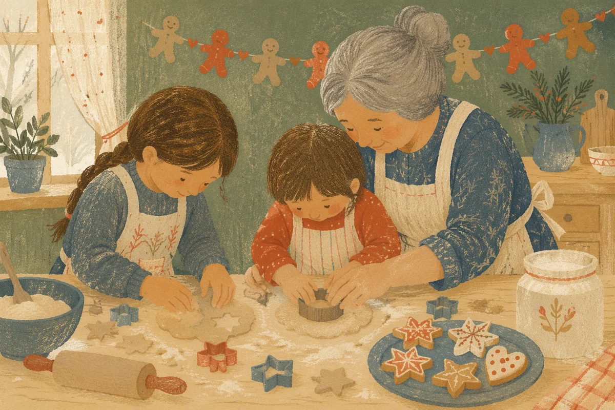 Grandmother Baking Cookies with Grandchildren