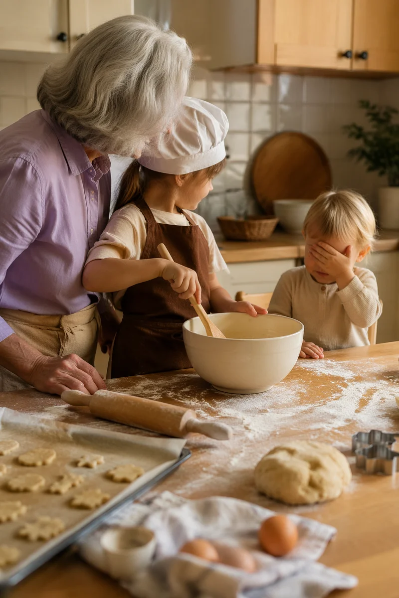 Grandmother Baking Cookies with Grandchildren