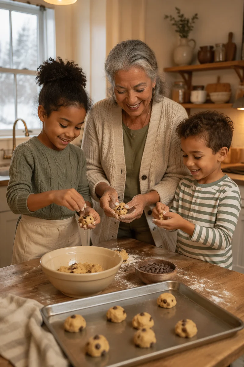 Grandmother Baking Cookies with Grandchildren