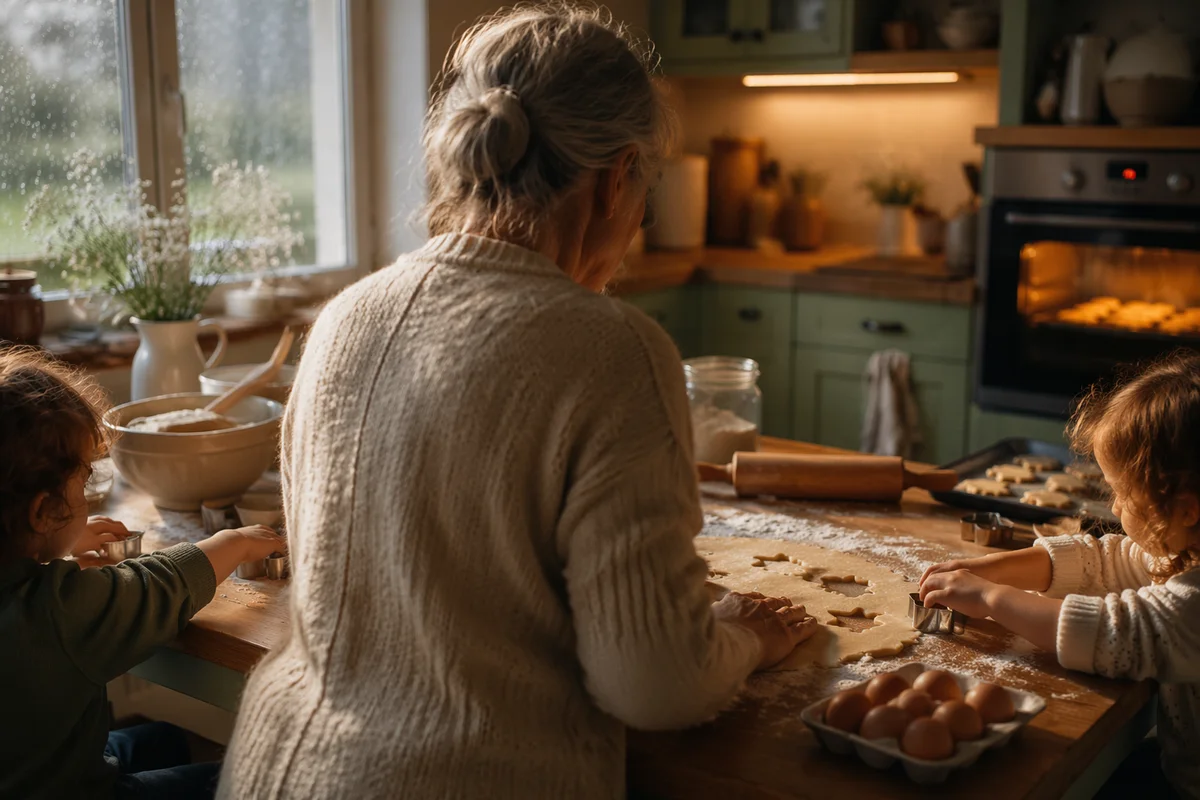 Grandmother Baking Cookies with Grandchildren