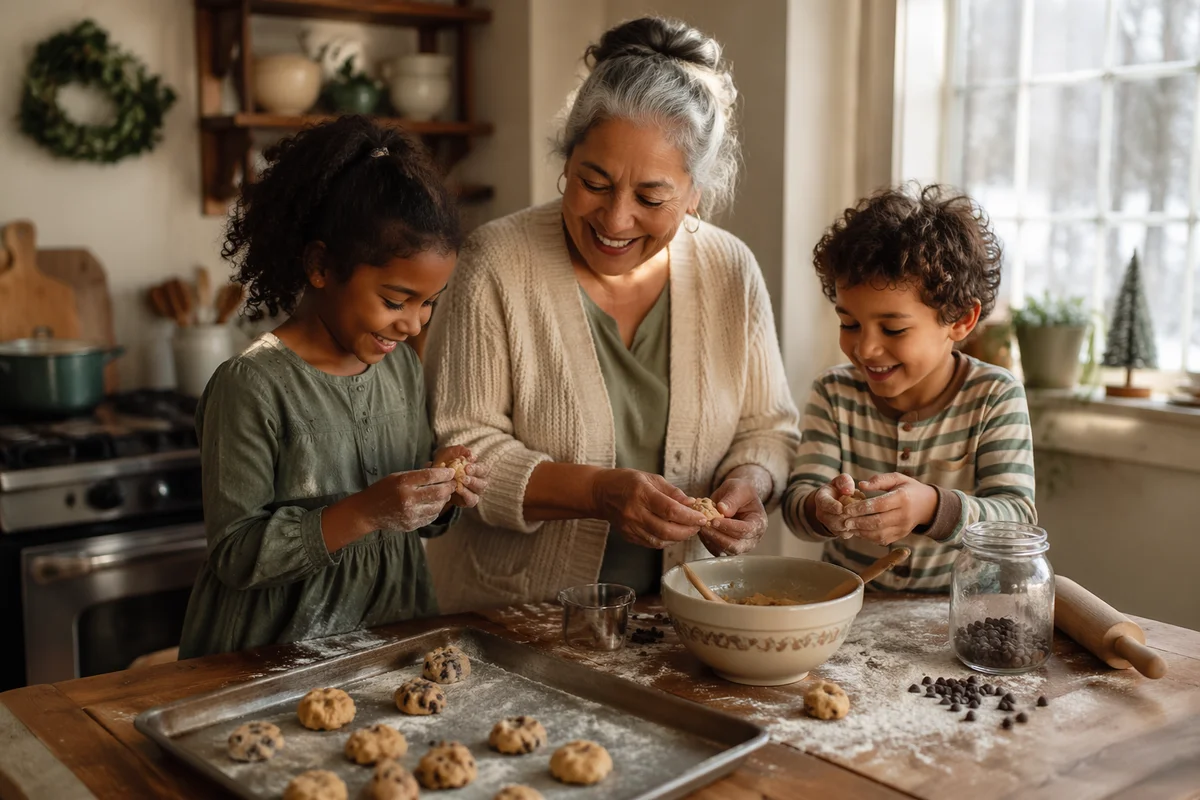 Grandmother Baking Cookies with Grandchildren