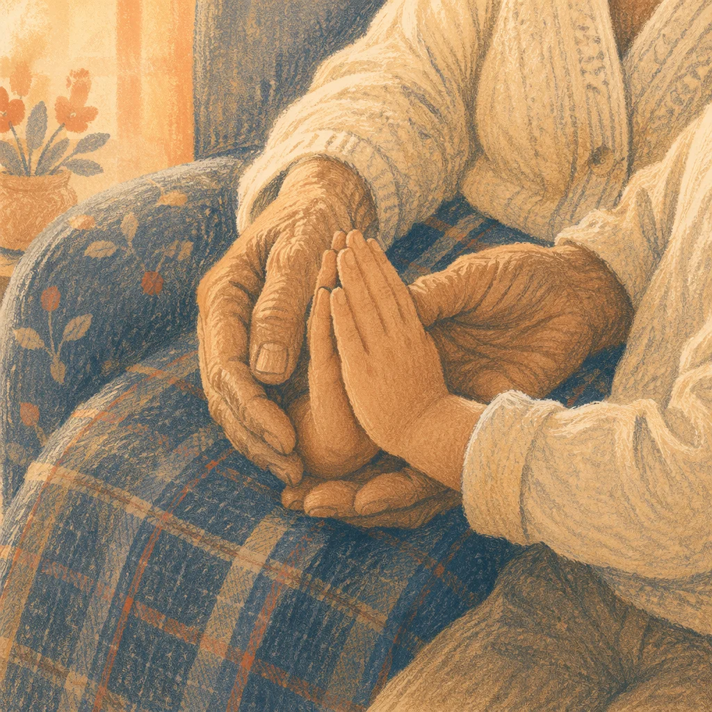 Grandmother Guiding Child in Prayer