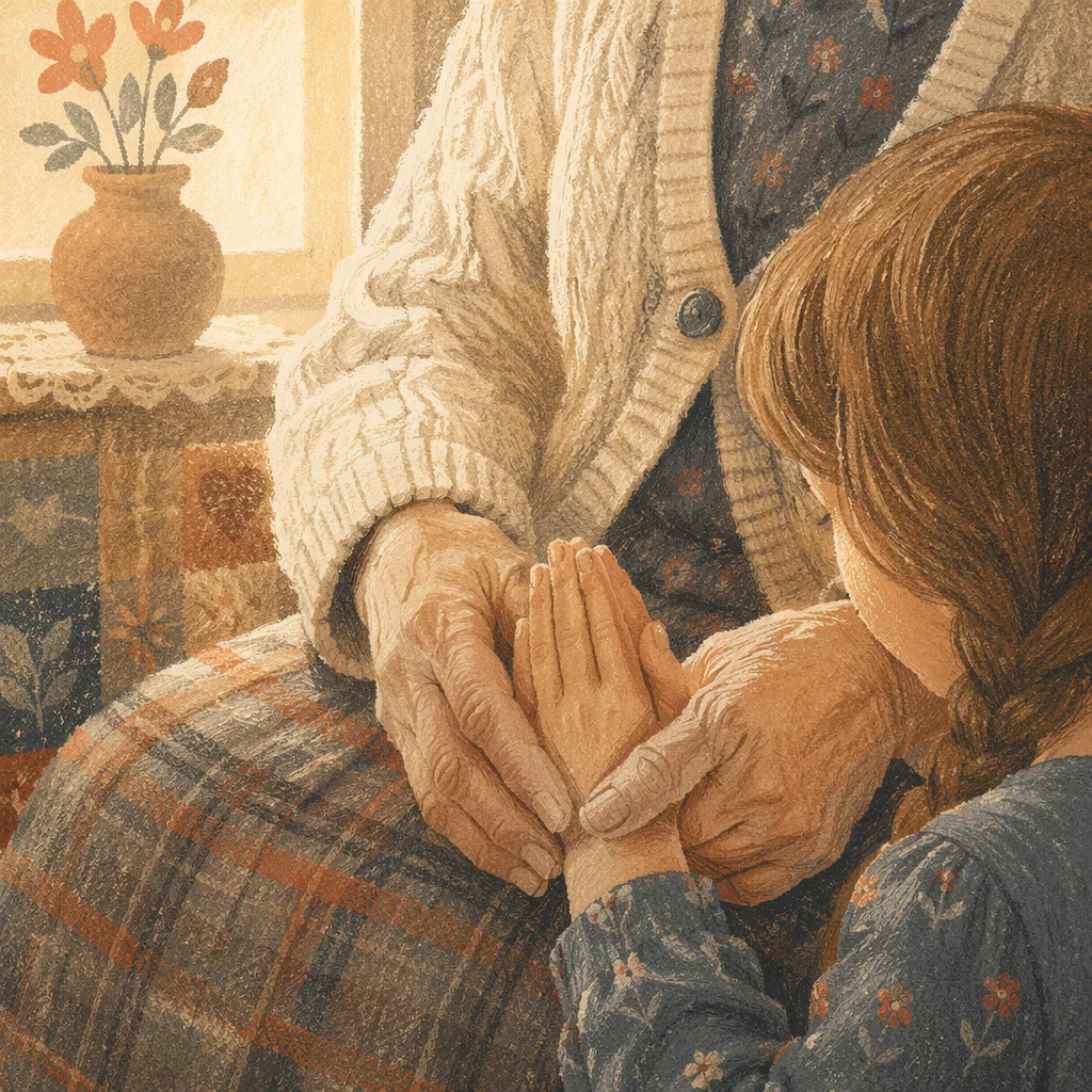 Grandmother Teaching Child to Pray