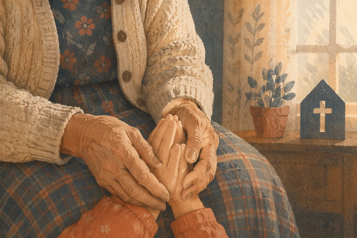 Grandmother Guiding Child in Prayer