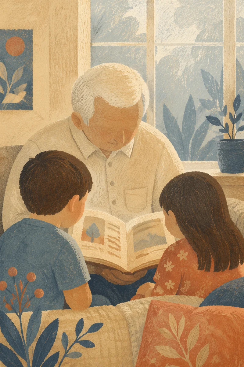 Grandparents and Grandchildren Reading Together