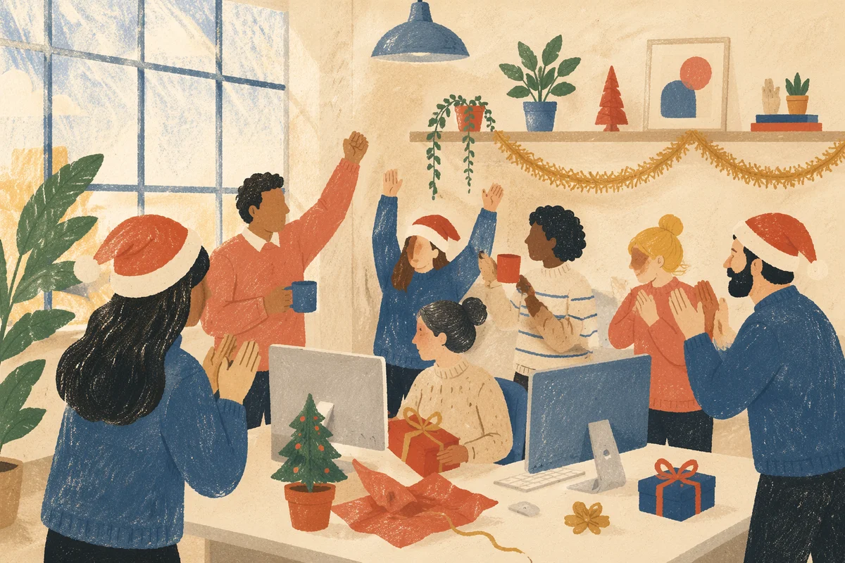 Joyful Coworkers Celebrating in Modern Office