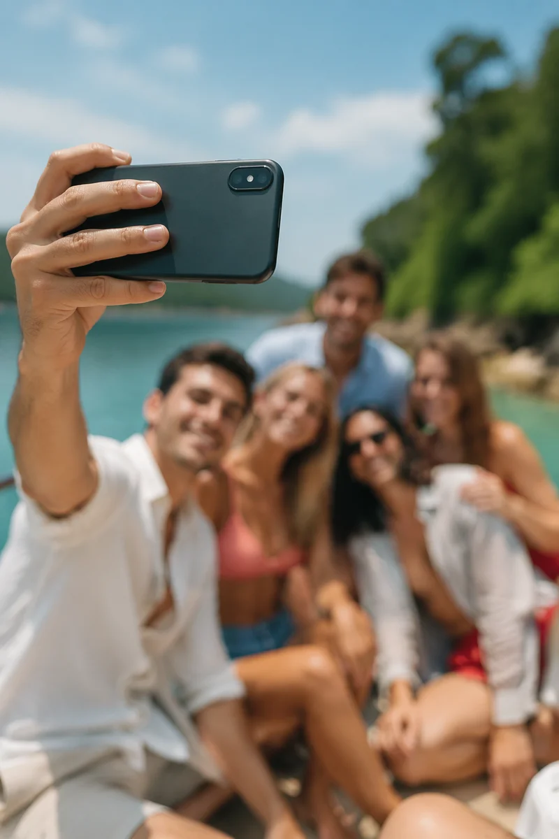 Friends Taking Sunny Outdoor Selfie
