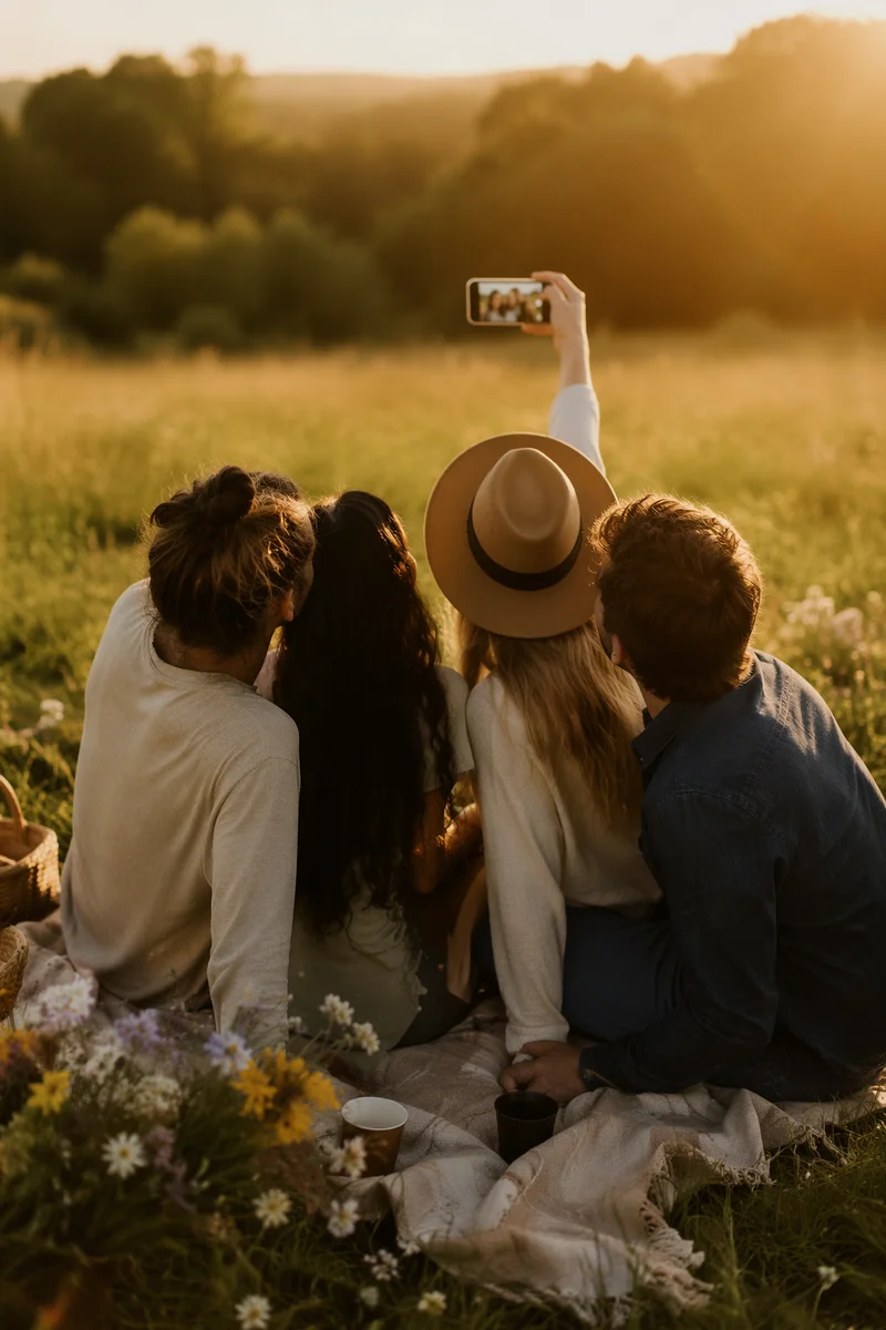 Joyful Friends Taking Outdoor Fellowship Selfie