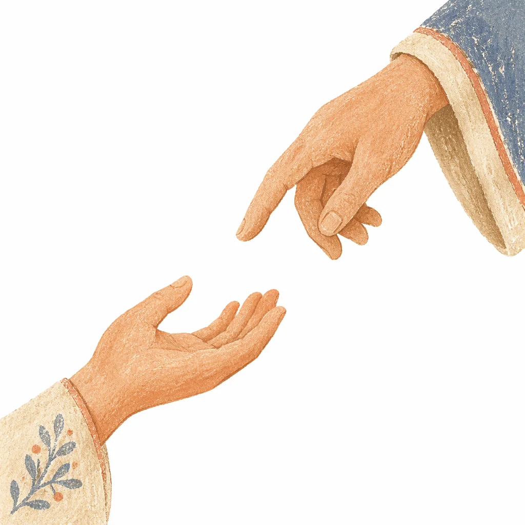 Gentle Hands Reaching in Hopeful Connection