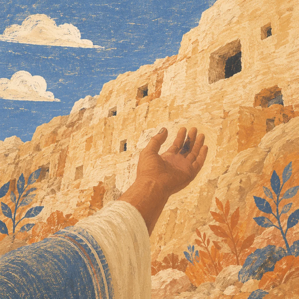 Hopeful Hand Reaching Toward Desert Sky