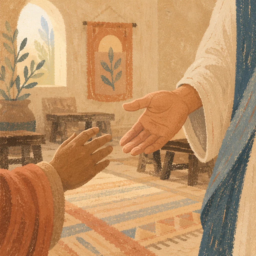 Gentle Hand Reaching in Chapel Fellowship