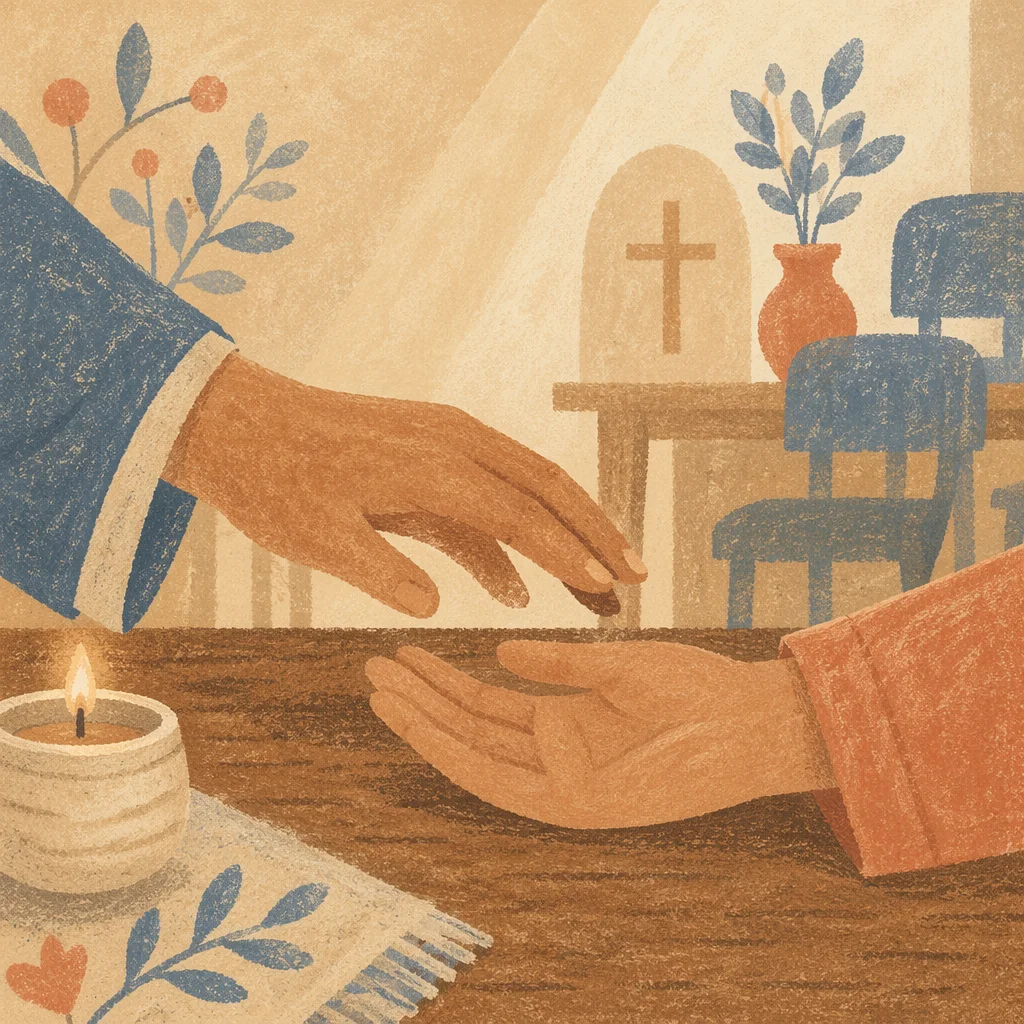 Gentle Hands Offering Comfort in Prayer