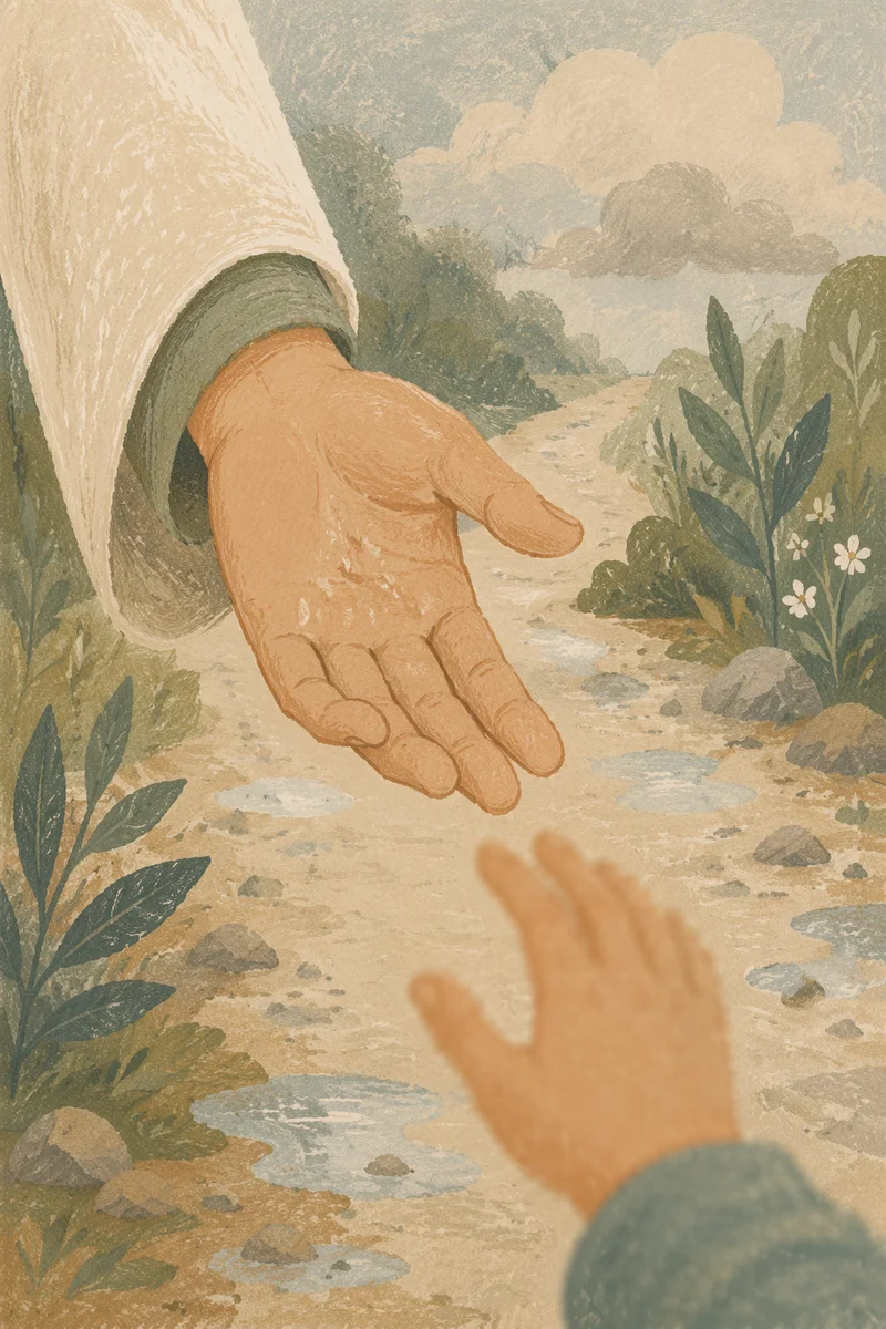 Gentle Helping Hand Reaching Forward