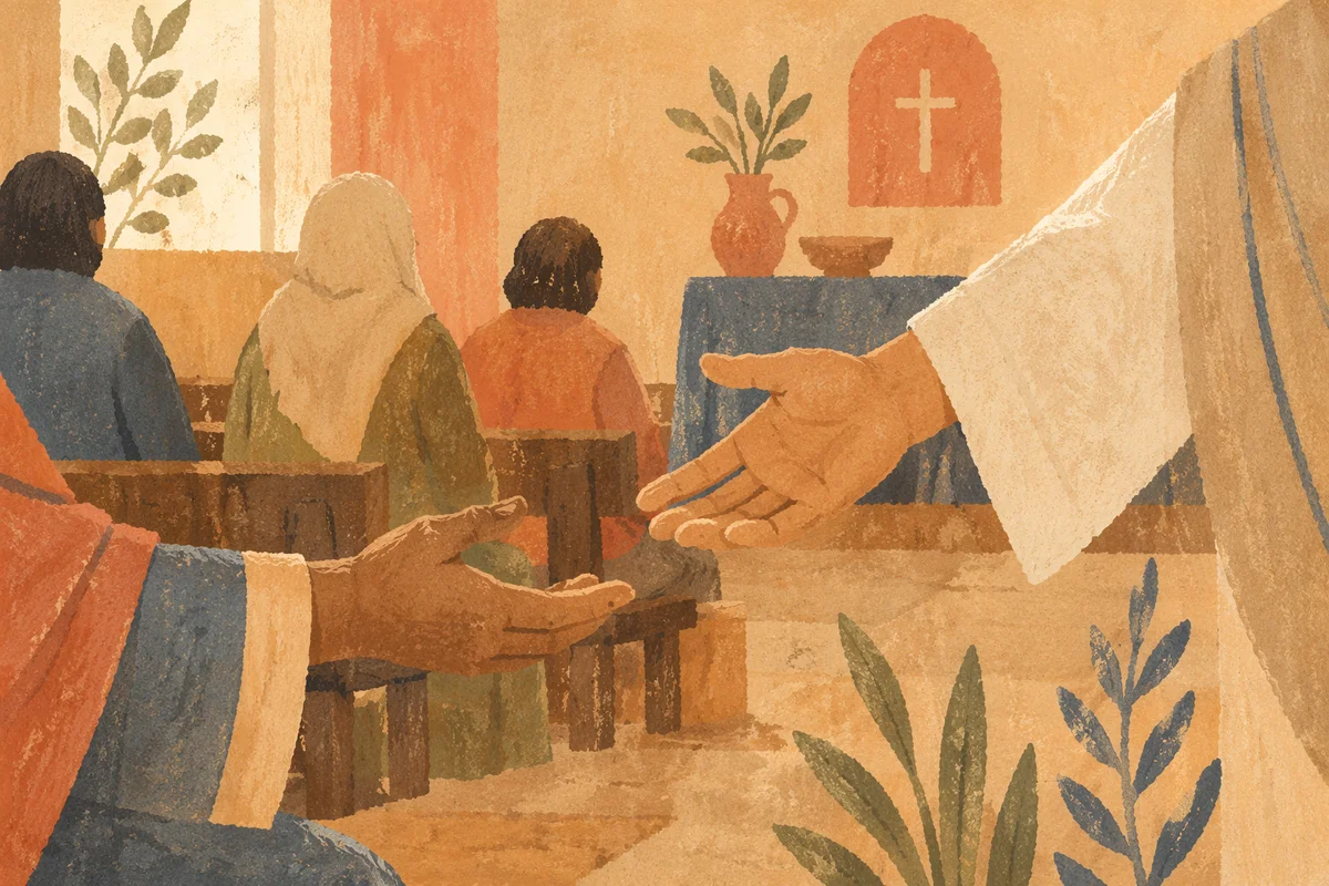 Gentle Hand Reaching in Chapel Fellowship