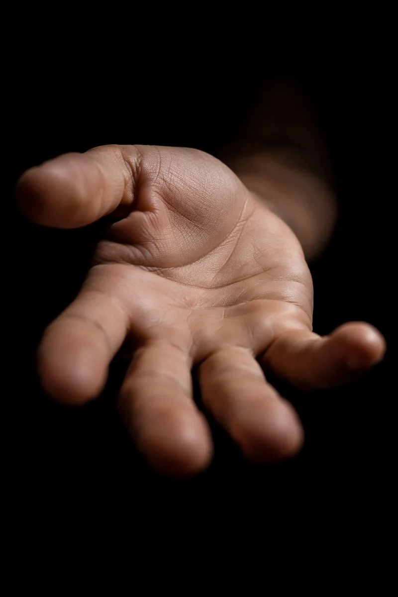 Reaching Hand in Dramatic Dark Close-Up