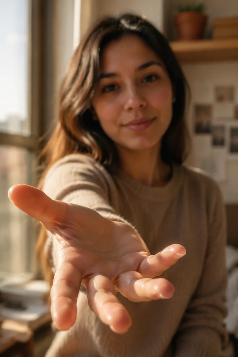 Young Woman Reaching Toward Camera