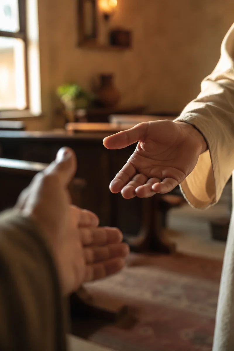 Gentle Hand Reaching in Chapel Fellowship