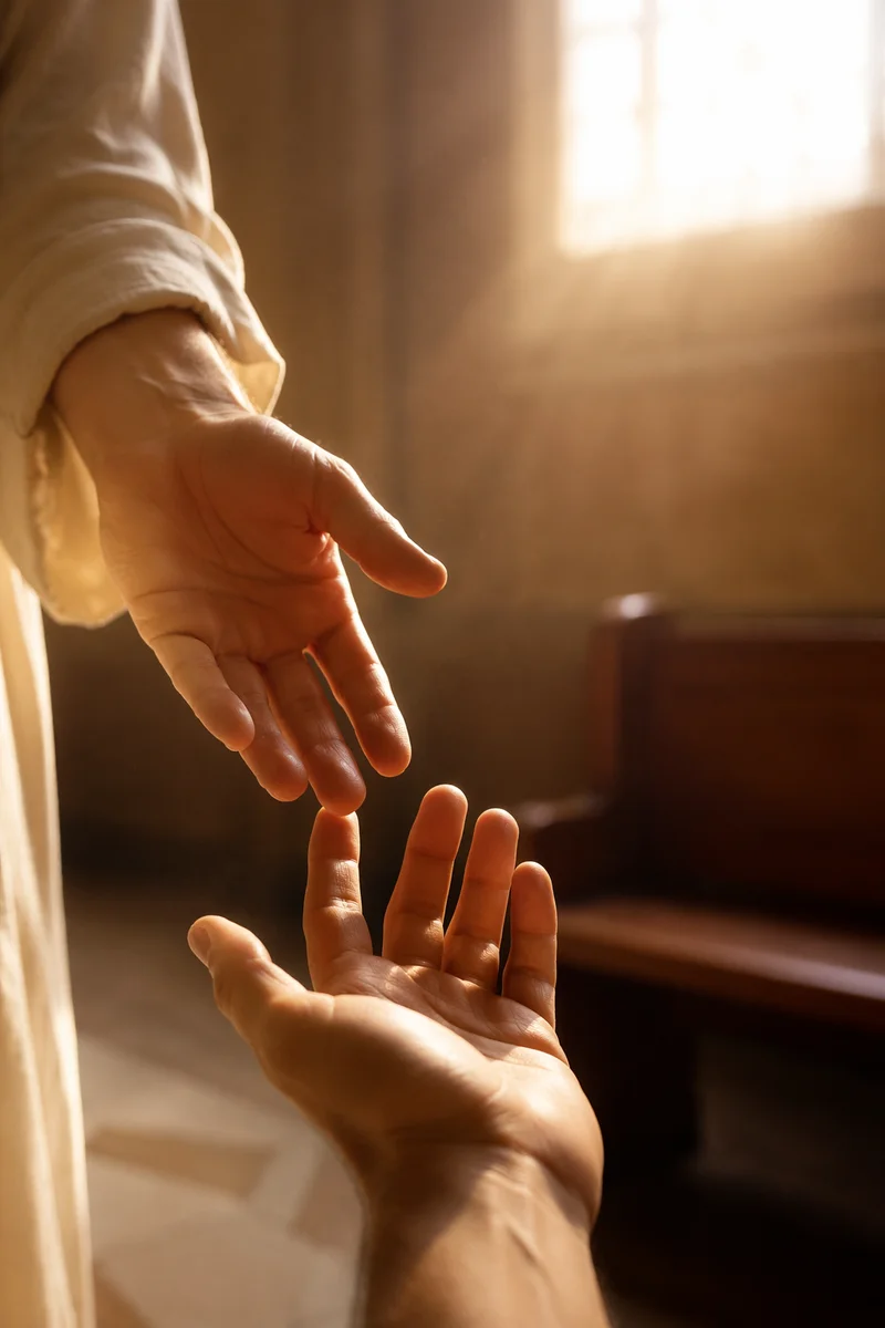 Helping Hands in Warm Chapel Light