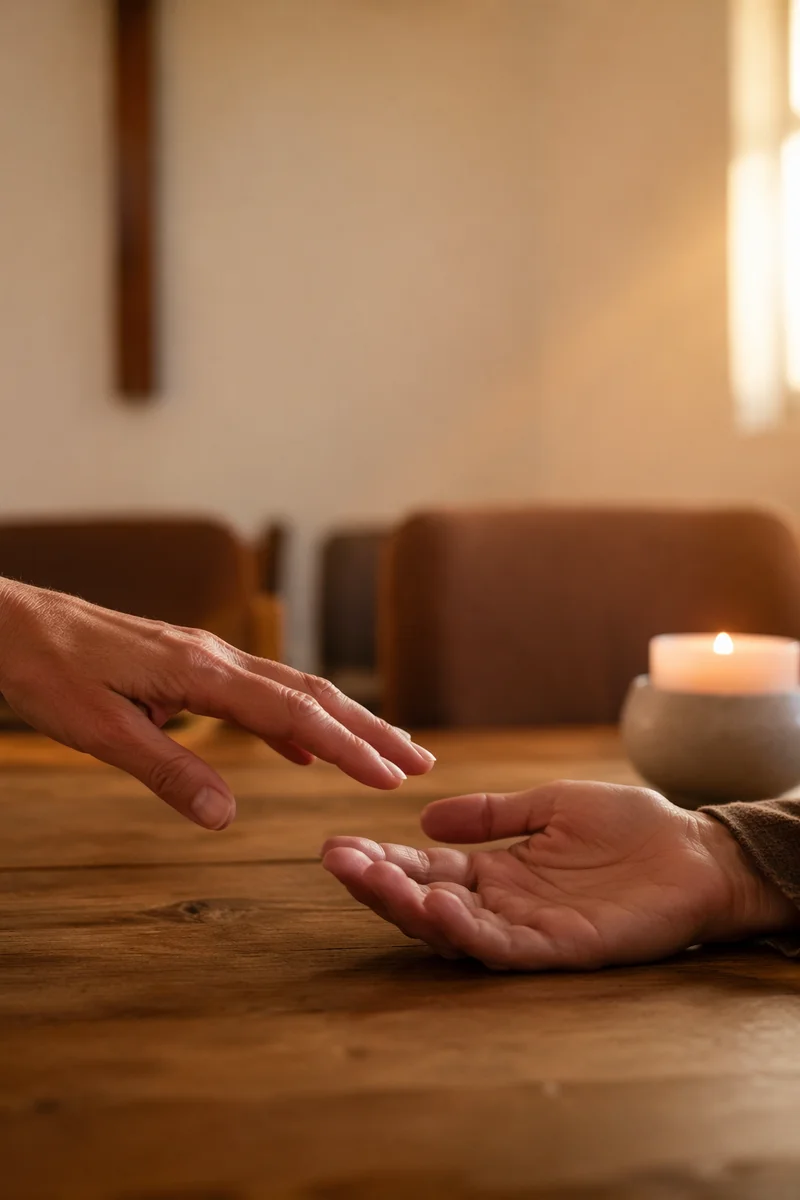 Gentle Hands Reaching in Prayerful Comfort
