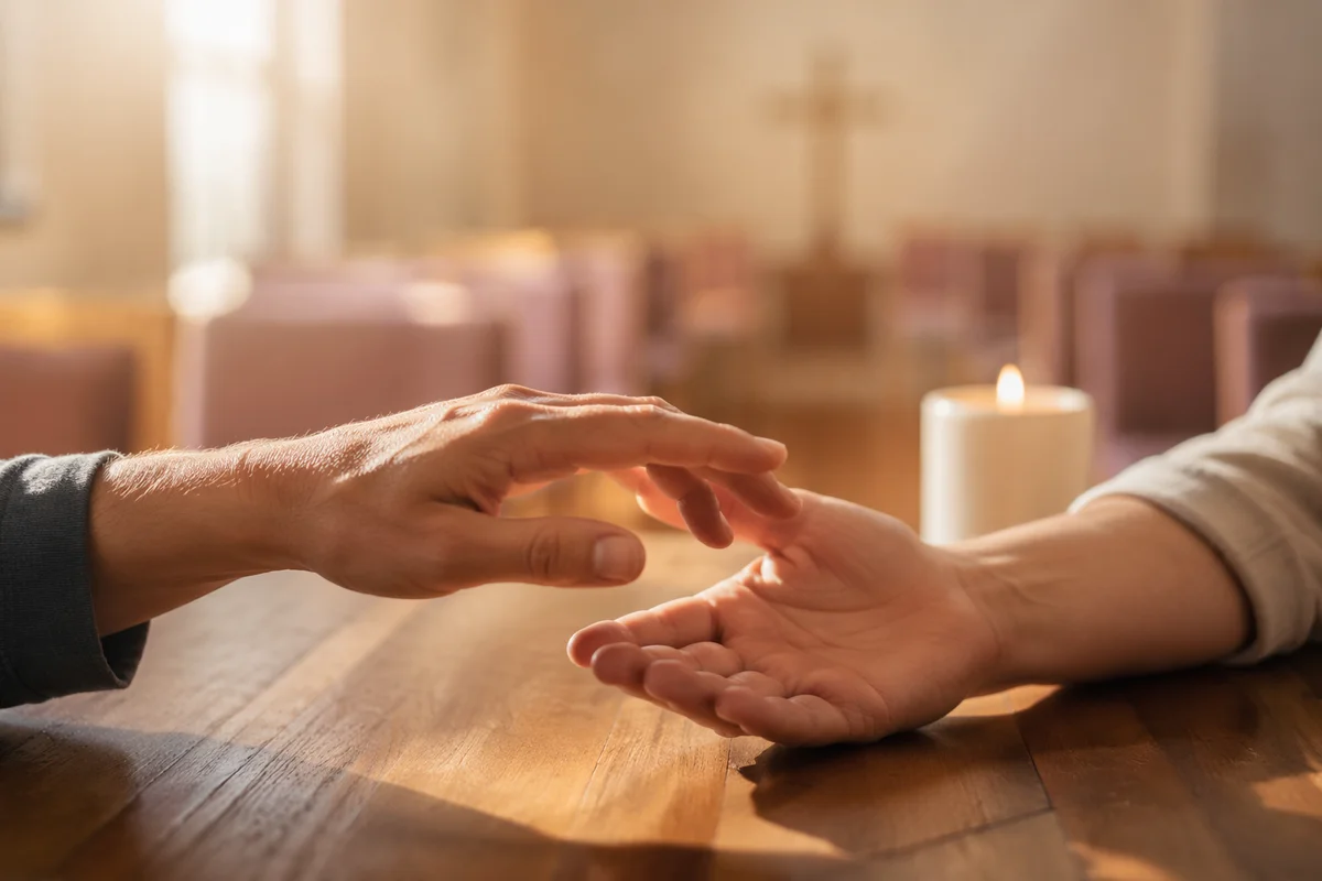 Gentle Hands Reaching in Prayerful Comfort
