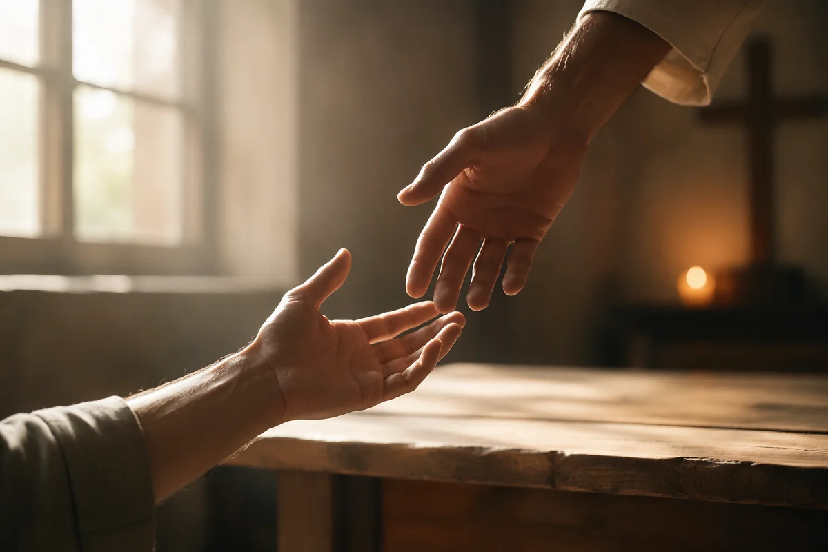 Helping Hands in Warm Church Light