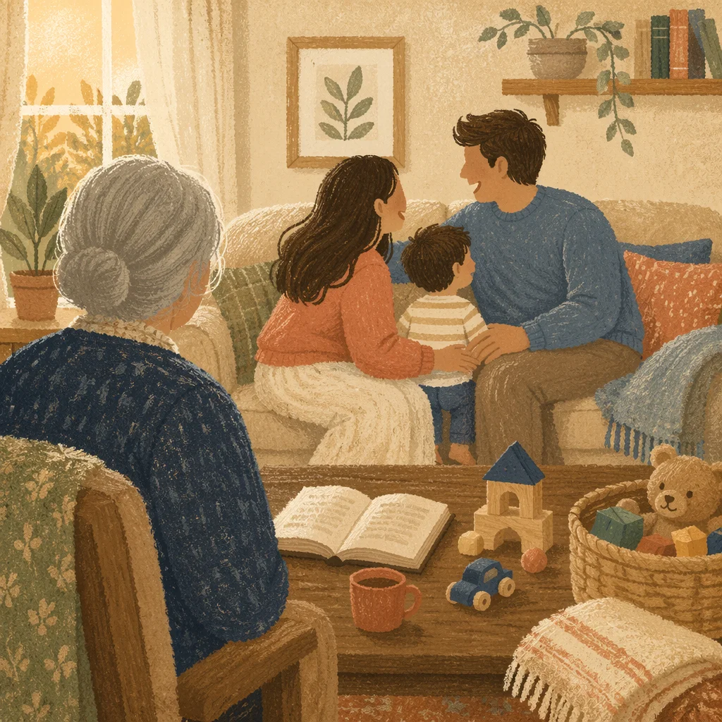 Happy Family in Cozy Living Room