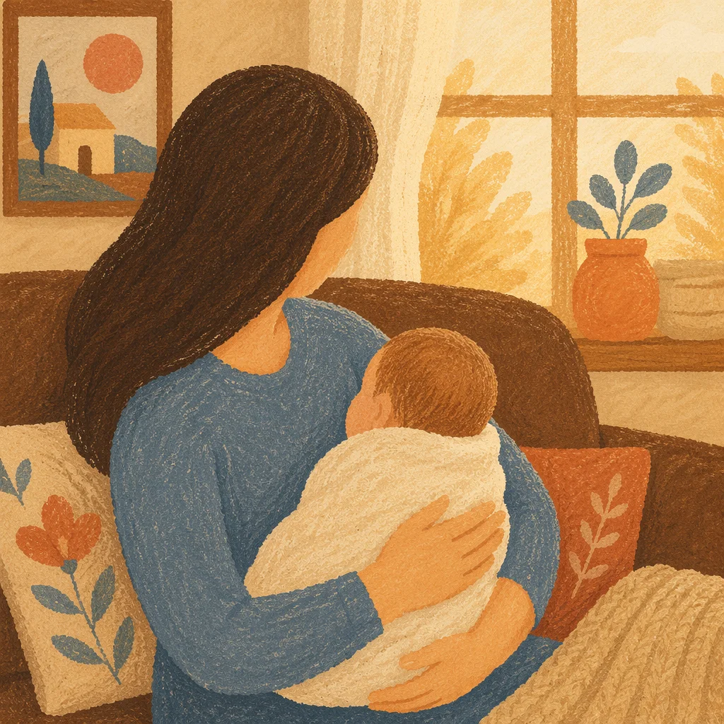 Tender Family Moment in Cozy Living Room