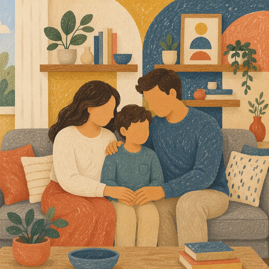 Happy Family Fellowship in Cozy Living Room