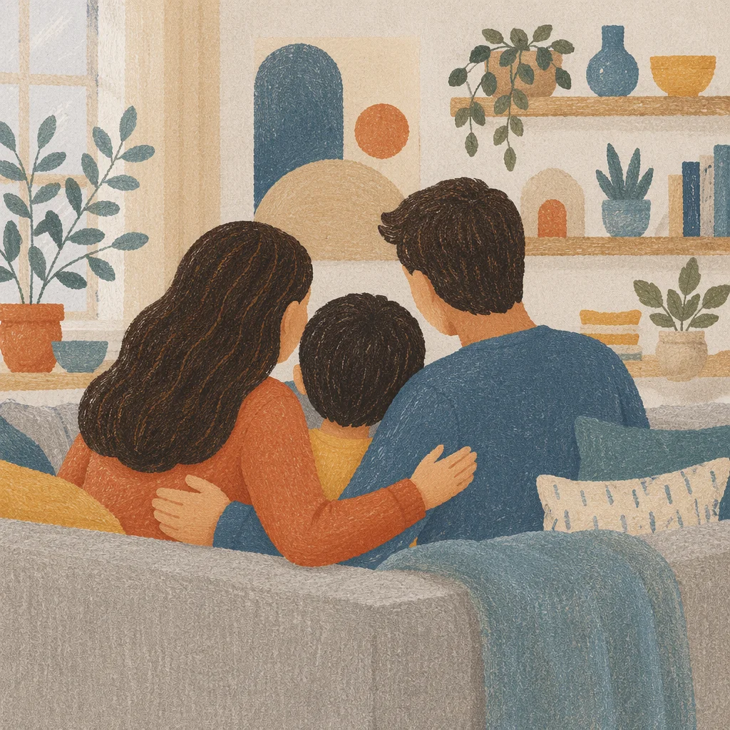 Happy Family Fellowship in Cozy Living Room