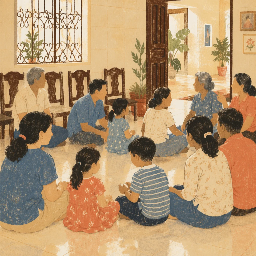 Joyful Multigenerational Family Gathering at Home