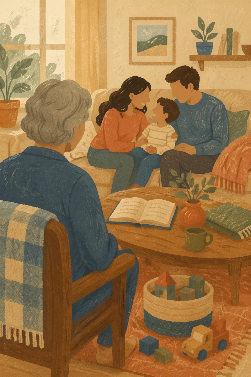 Happy Family Gathering in Cozy Living Room