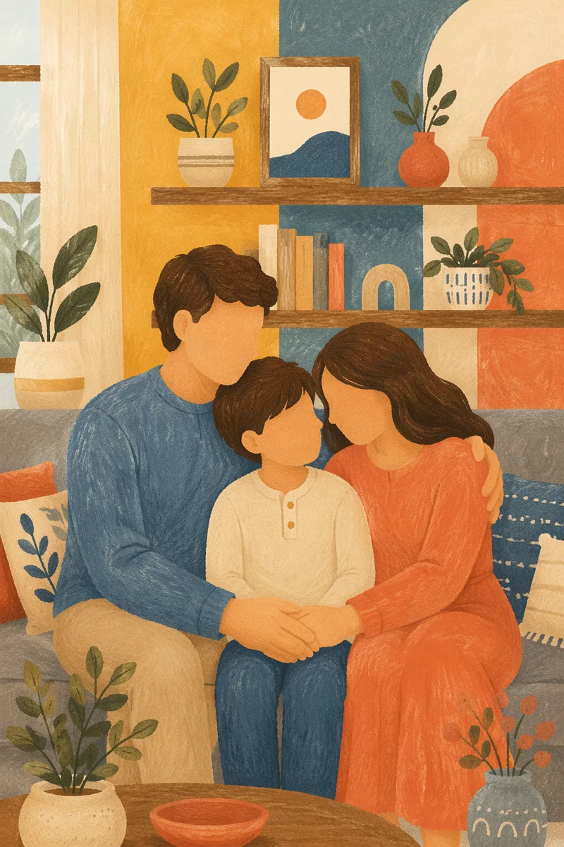 Happy Family Fellowship in Cozy Living Room