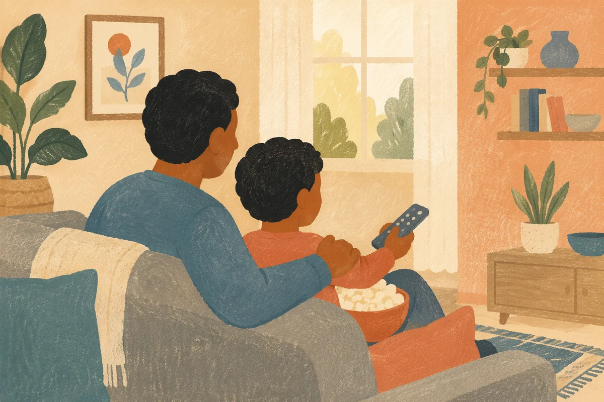Happy Family Relaxing in Cozy Living Room