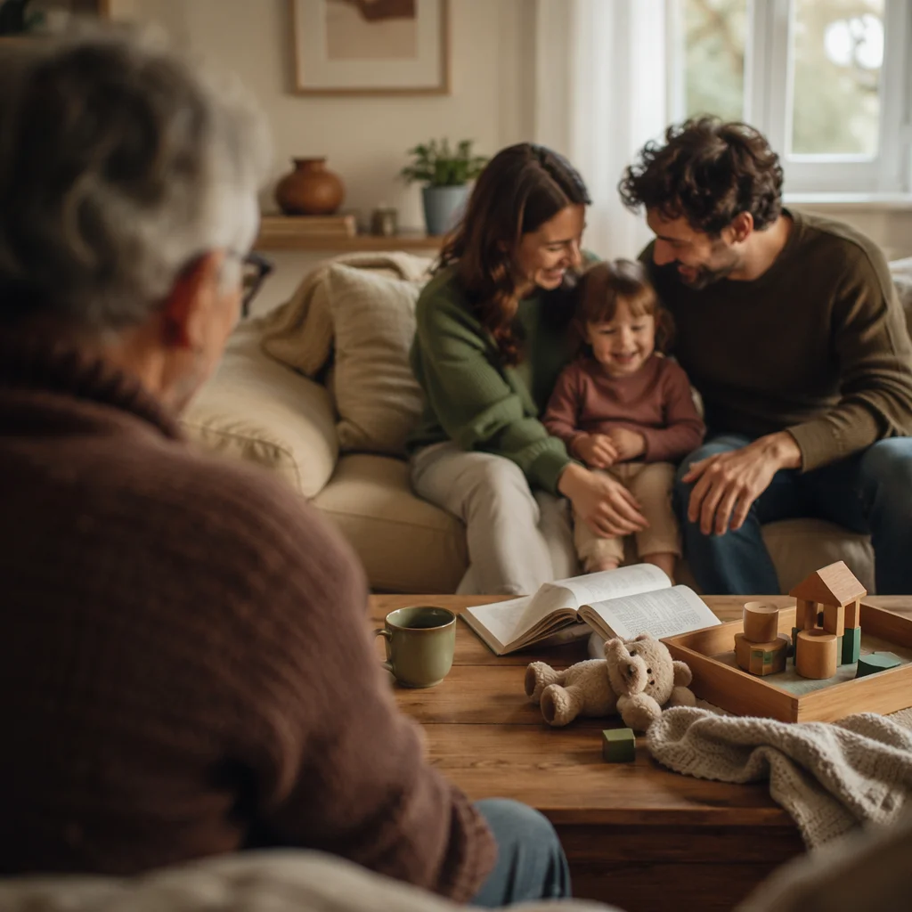 Happy Family Sharing Warm Living Room Moments
