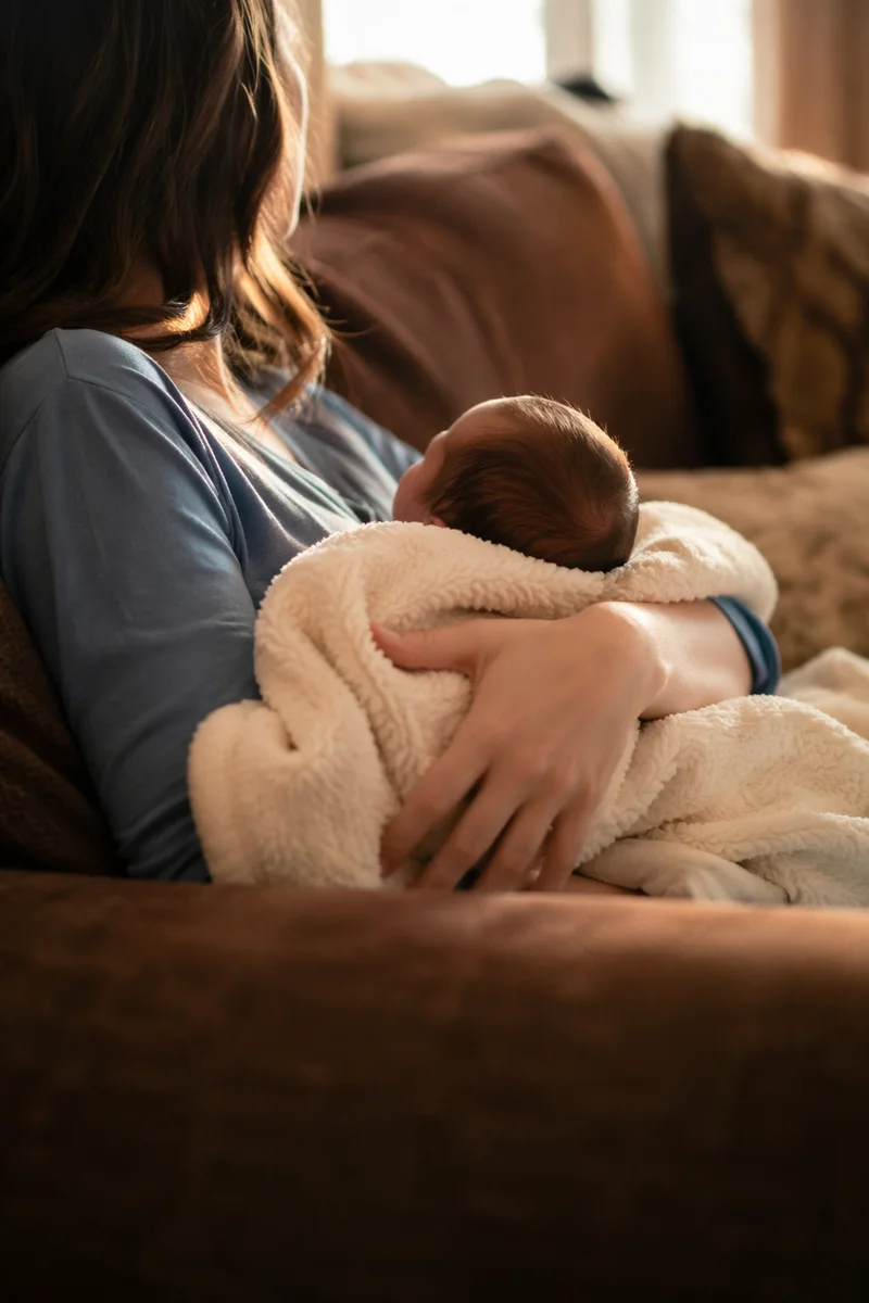 Tender Family Moment in Cozy Living Room