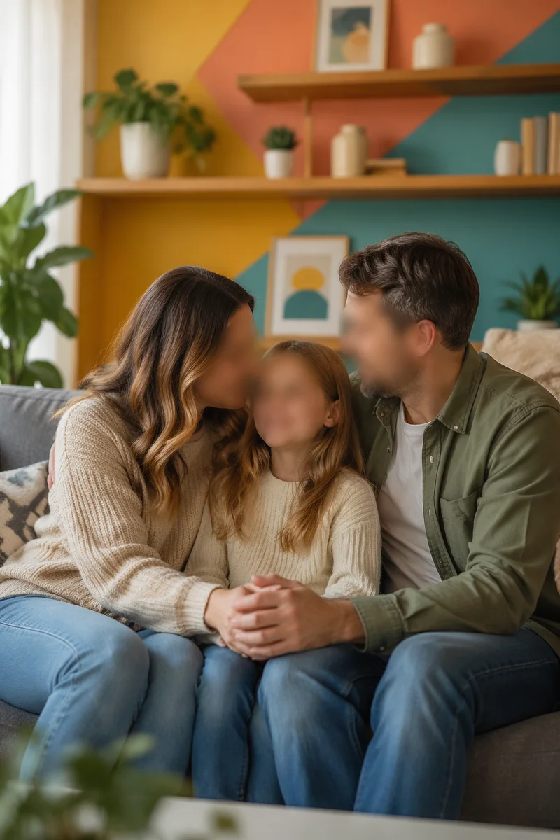 Happy Family Gathering in Cozy Living Room