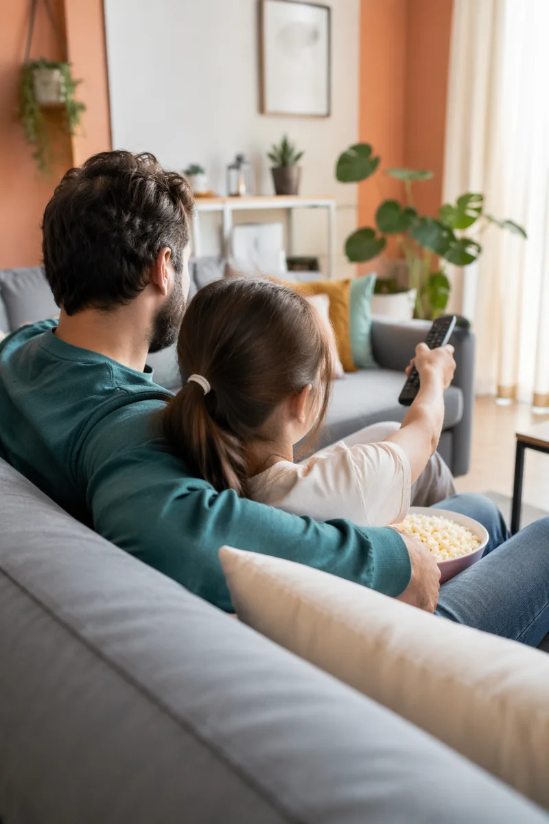 Happy Family Relaxing in Cozy Living Room