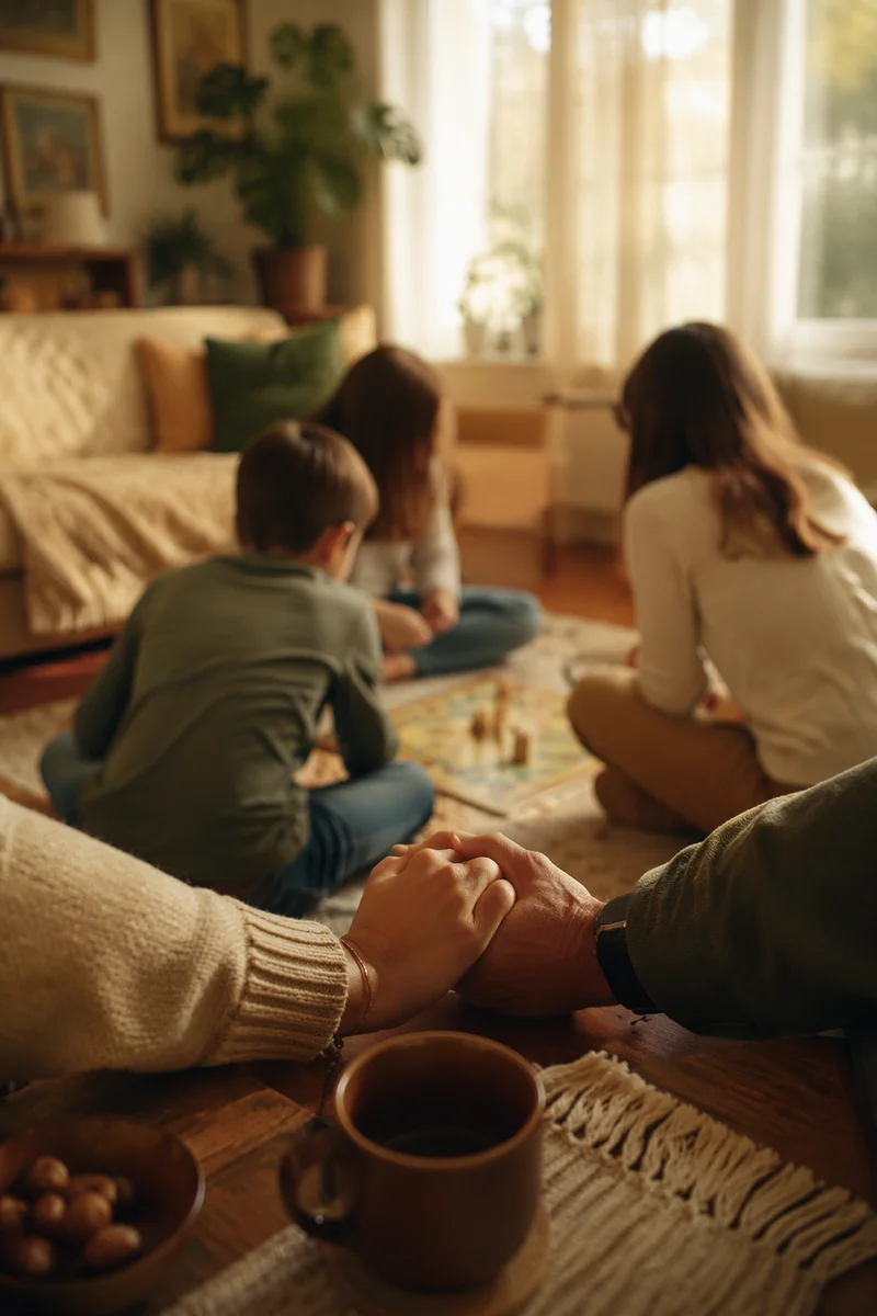 Happy Family Sunday in Cozy Living Room