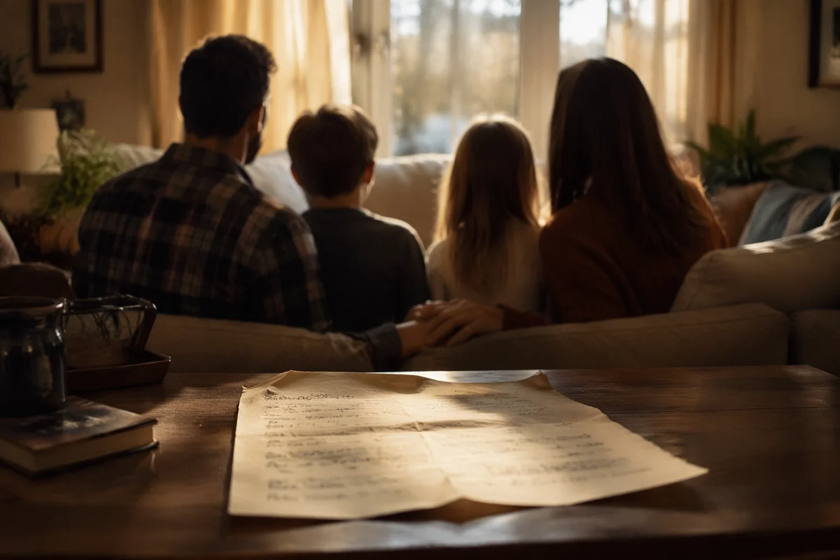 Family Prayer Notes in Cozy Living Room
